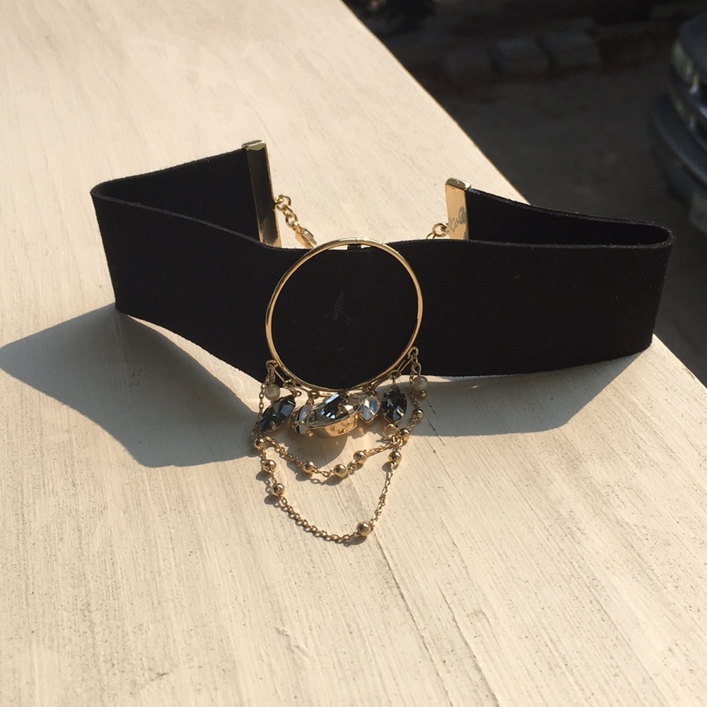 BCBGeneration Black Suede Choker w/ Gold Charms